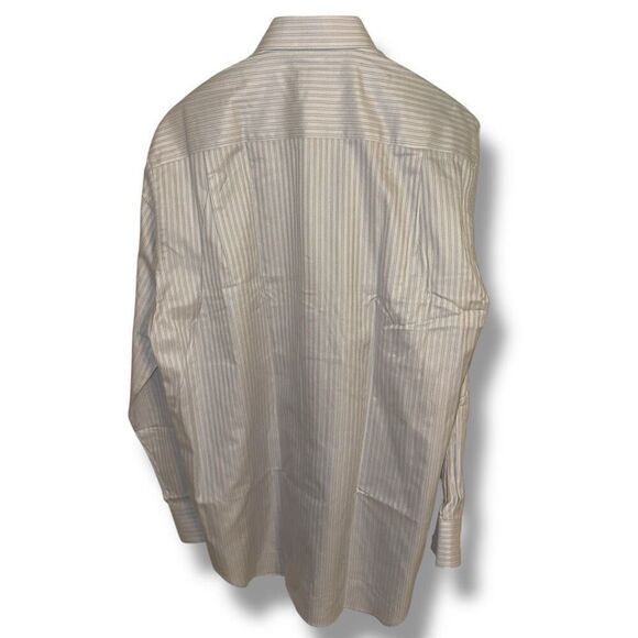 David Donahue White & Gray Striped Dress Shirt Size L 16.5 34/35 - Picture 8 of 8